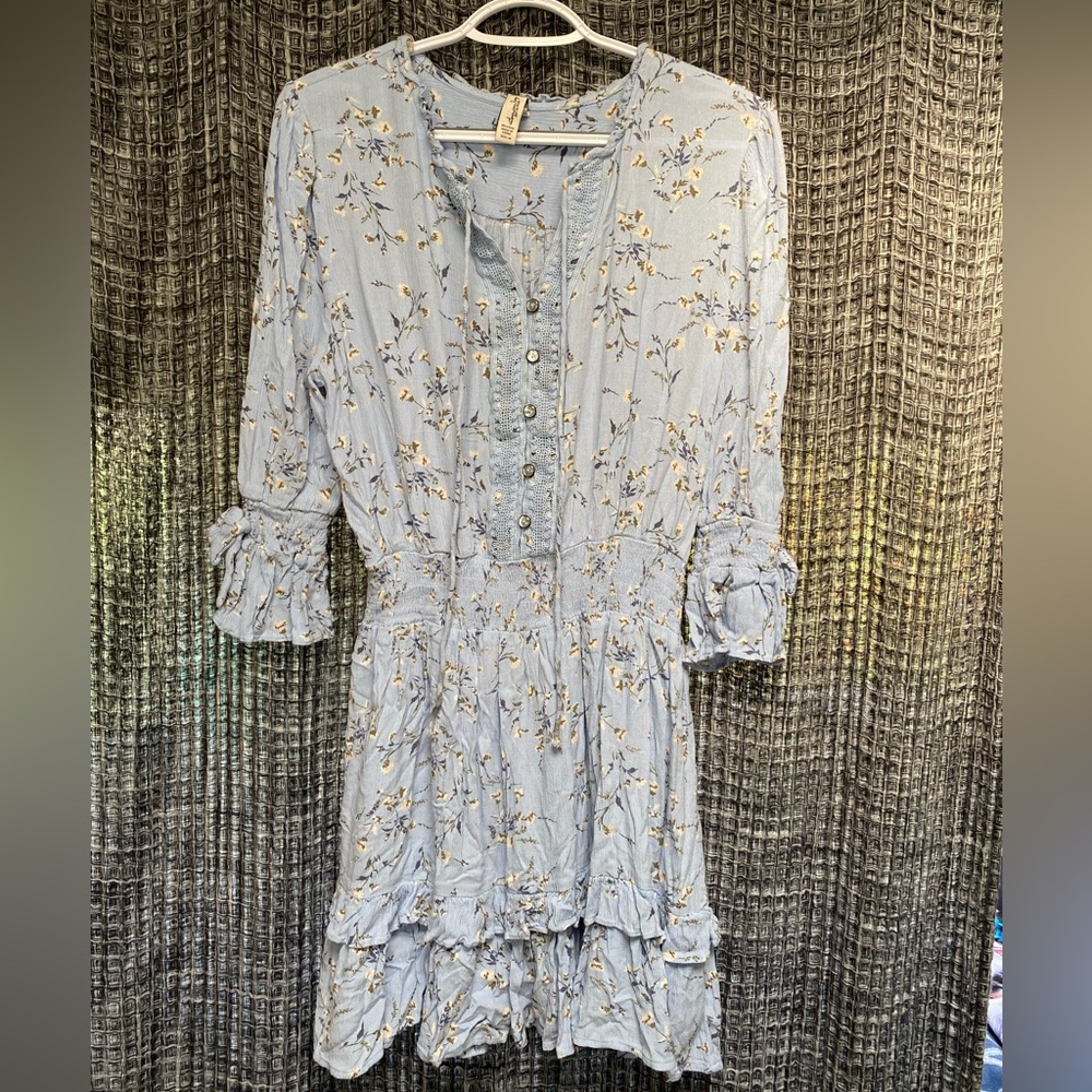 American Rag Light Blue Floral Print Dress, Sz M